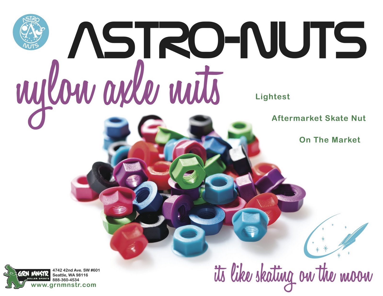 Astro-Nuts Nylon Roller Derby Axle Nuts 